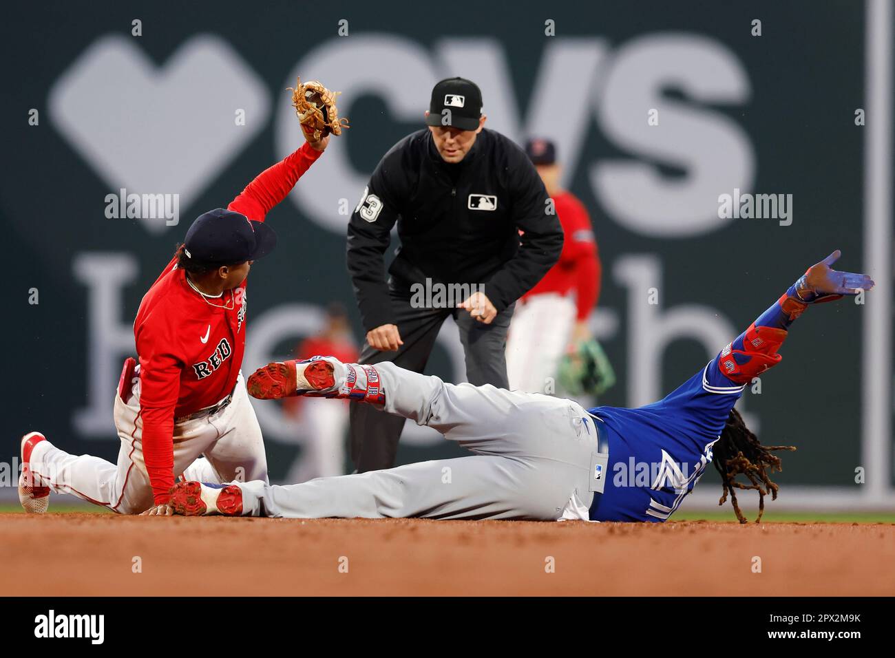 Boston Red Sox's Enmanuel Valdez celebrates after his two-run home run  during the sixth inning of a baseball game against the Toronto Blue Jays,  Monday, May 1, 2023, in Boston. (AP Photo/Michael