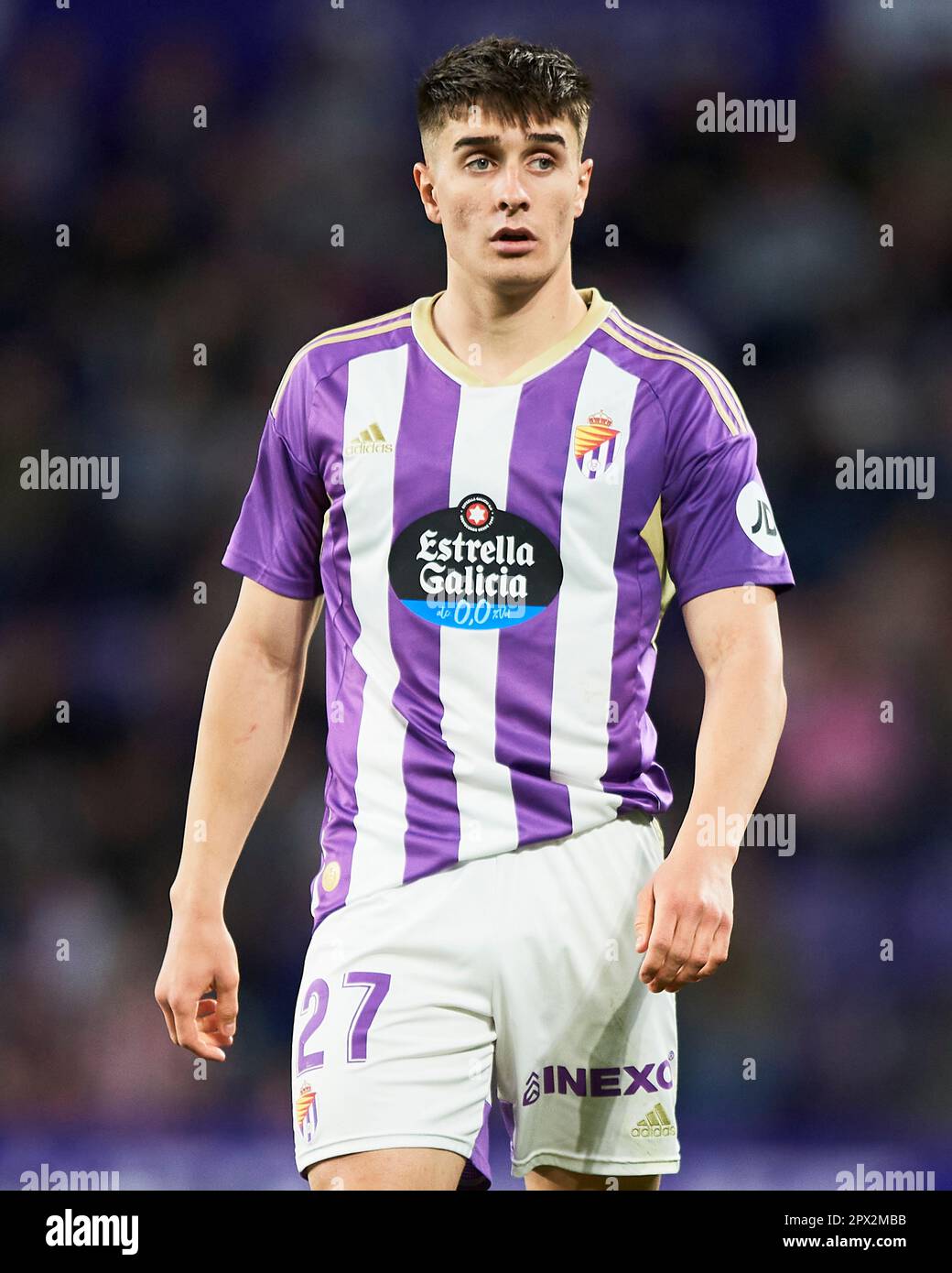 Ivan Fresneda of Real Valladolid CF during the La Liga match between Real  Valladolid and Atletico de Madrid played at Jose Zorilla Stadium on April  30 in Valladolid, Spain. (Photo by Cesar