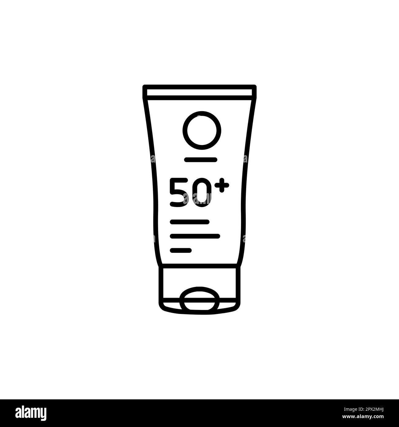 Sunscreen cream in tube black line icon. Pictogram for web page, mobile app, promo. Stock Vector