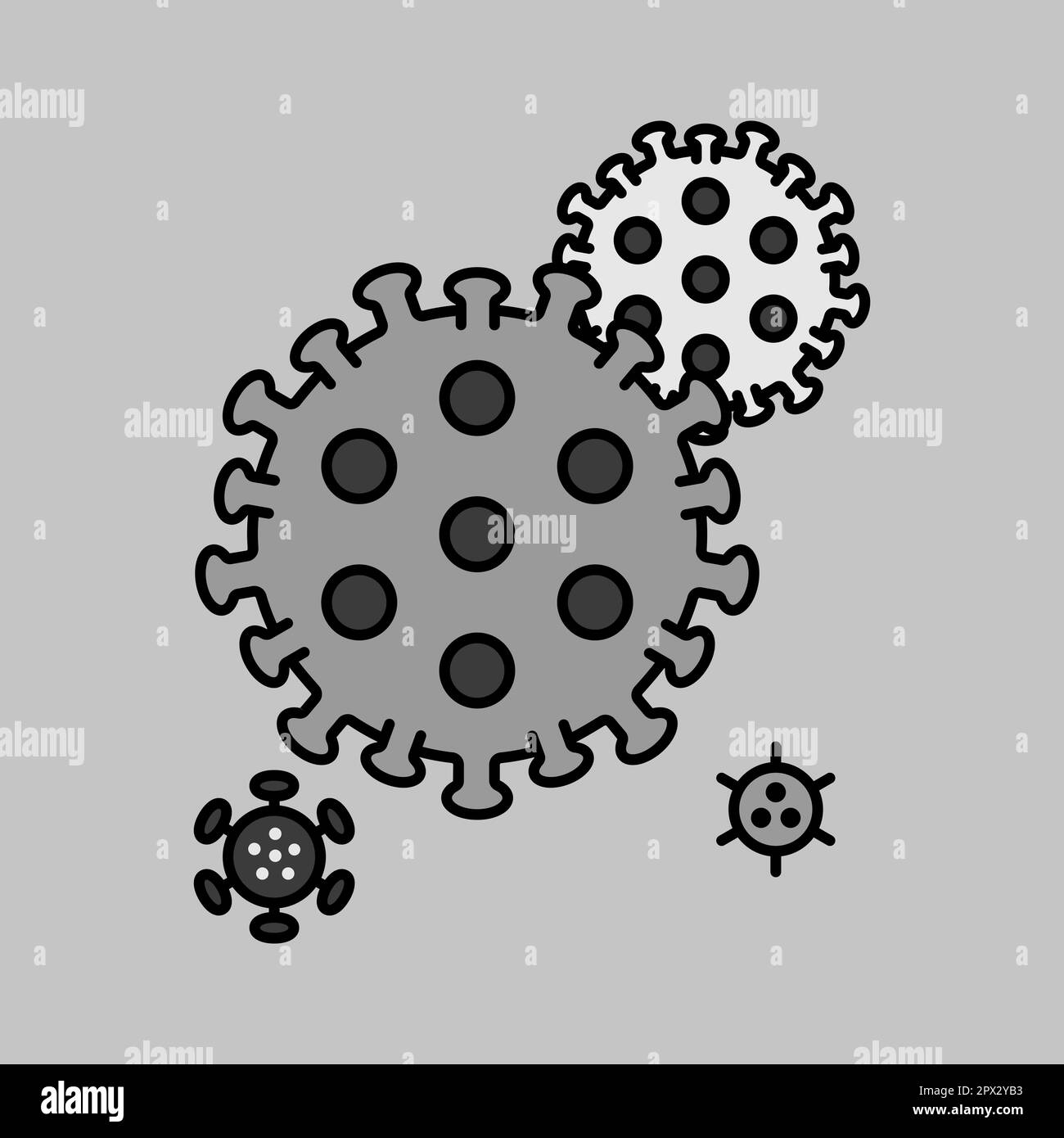 Coronavirus Bacteria 2019-nCoV vector grayscale icon. Medicine sign. Graph symbol for medical web site and apps design, logo, app, UI Stock Photo