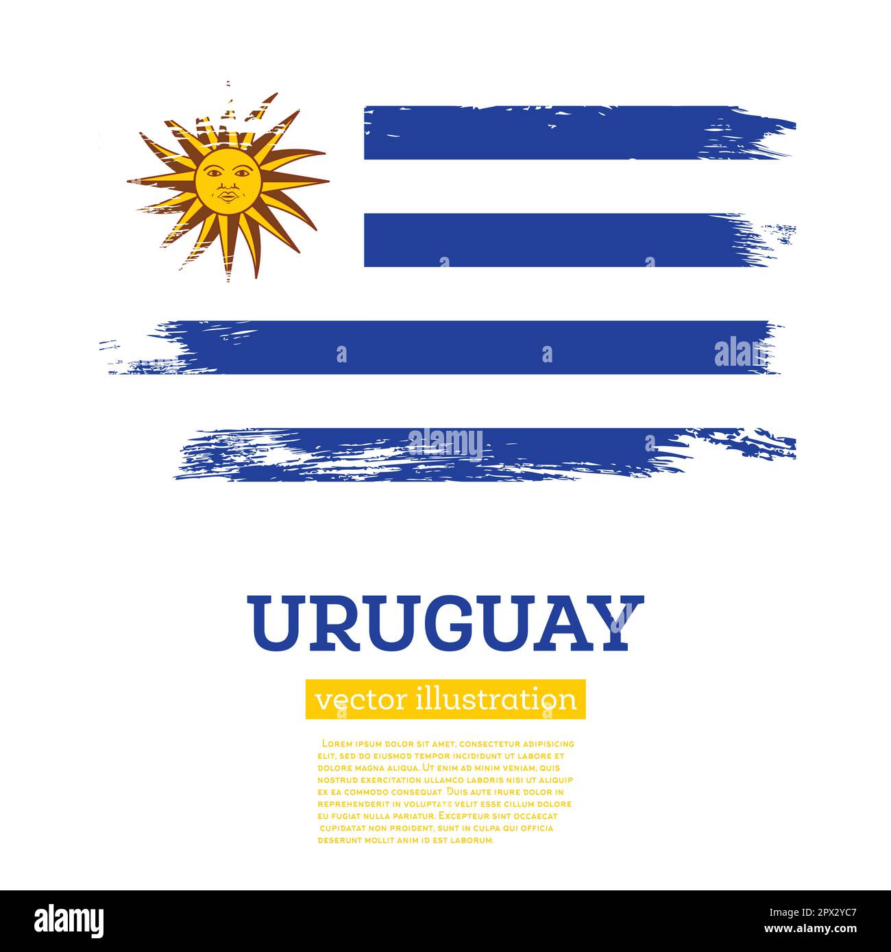 Uruguay Flag with Brush Strokes. Vector Illustration. Independence Day. Stock Vector