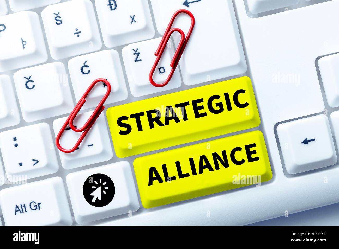 Conceptual display Strategic Alliance, Business idea a bond between