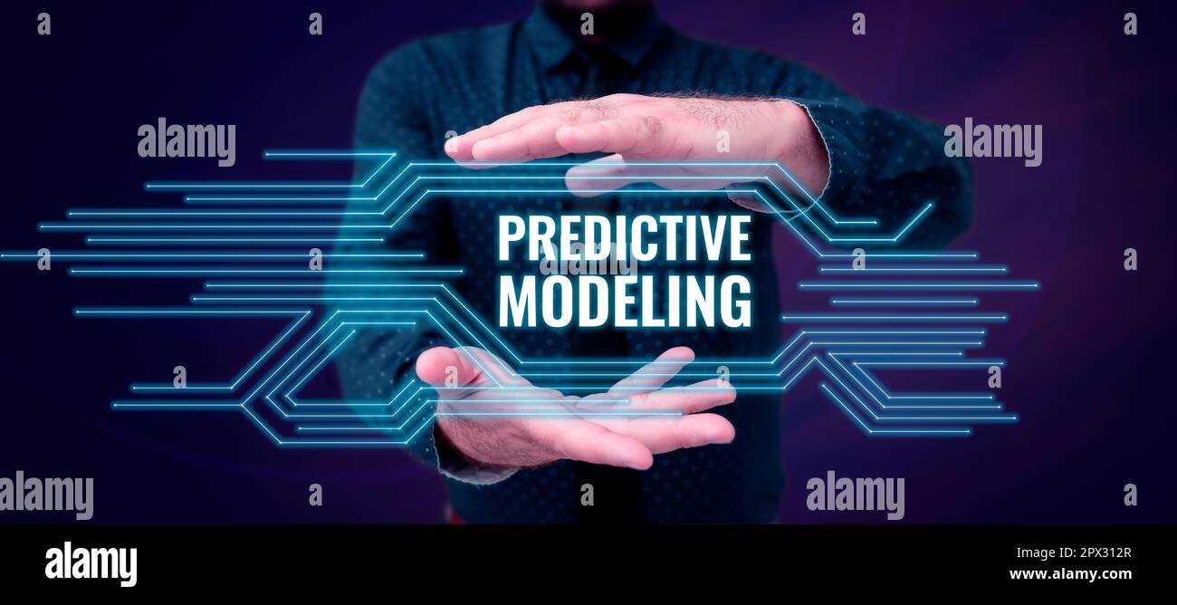 Conceptual caption Predictive Modeling, Conceptual photo maintenance strategy driven by predictive analytics Stock Photo