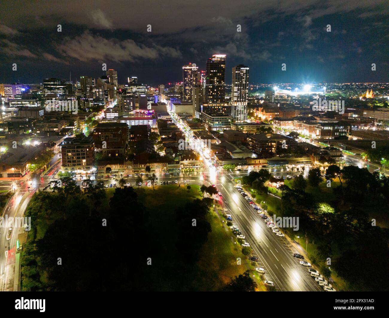 Adelaide skyline at night in Australia Stock Photo Alamy