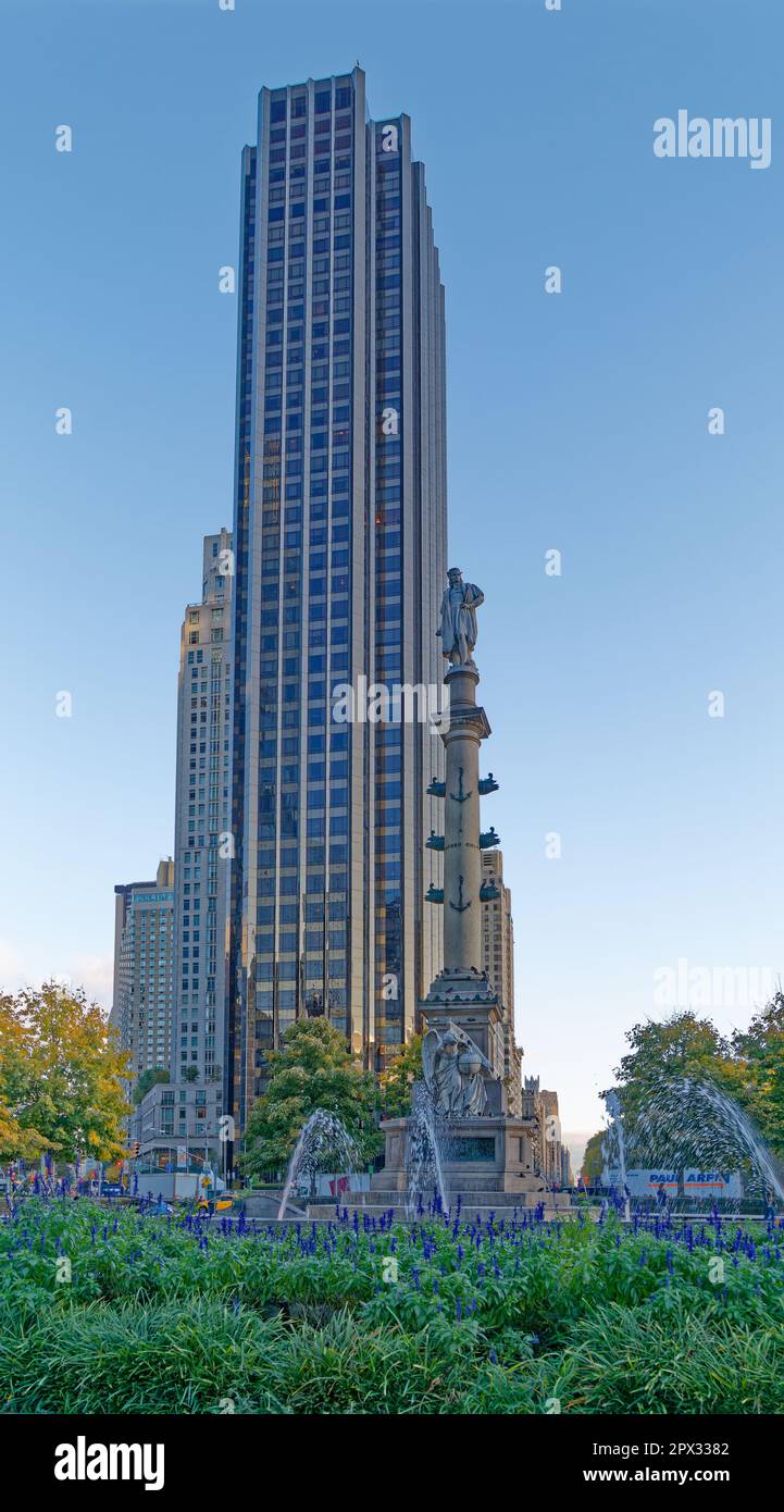The Columbus Monument and Trump International Hotel & Tower dominate