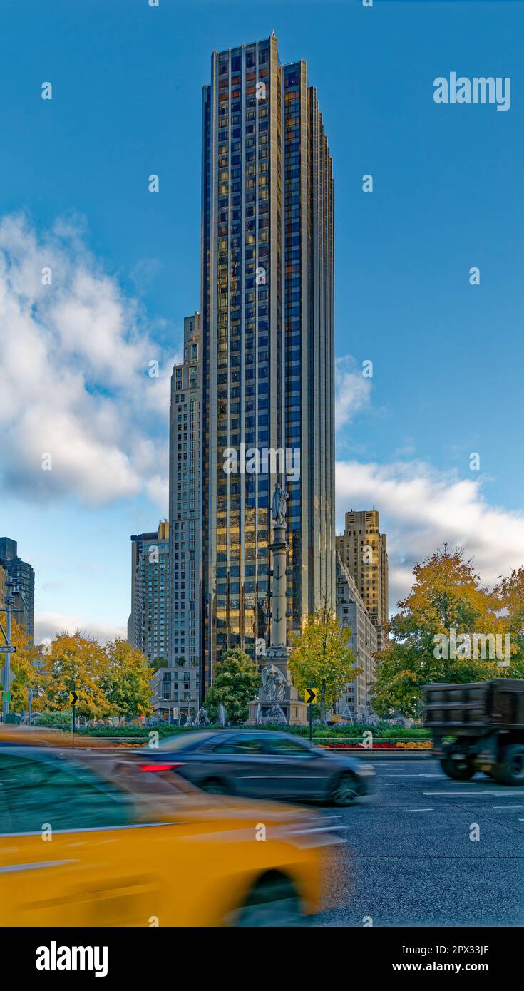 The Columbus Monument and Trump International Hotel & Tower dominate Columbus Circle, at the southwest corner of Manhattan’s Central Park. Stock Photo