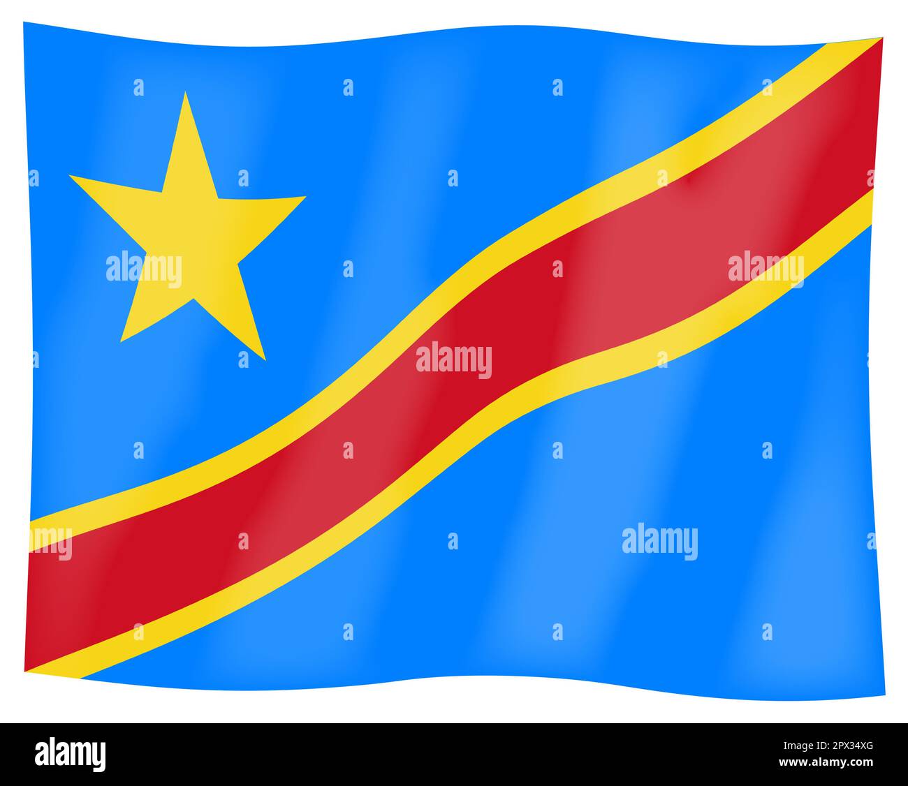 The flag of the African country of the Democratic Republic of the Congo waving in the wind Stock Photo