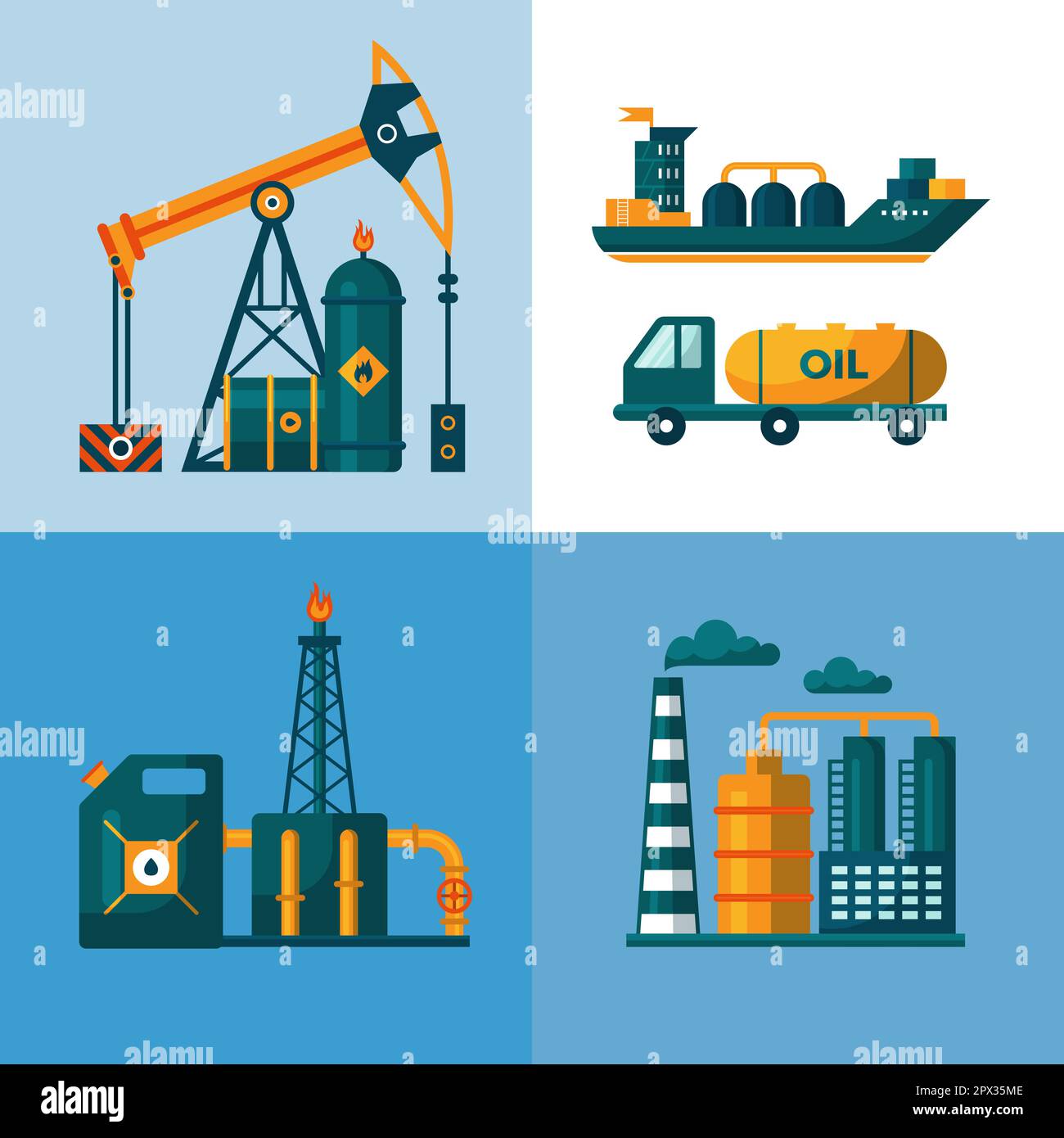 Gas oil industry. concept vector illustrations in circle backgrounds