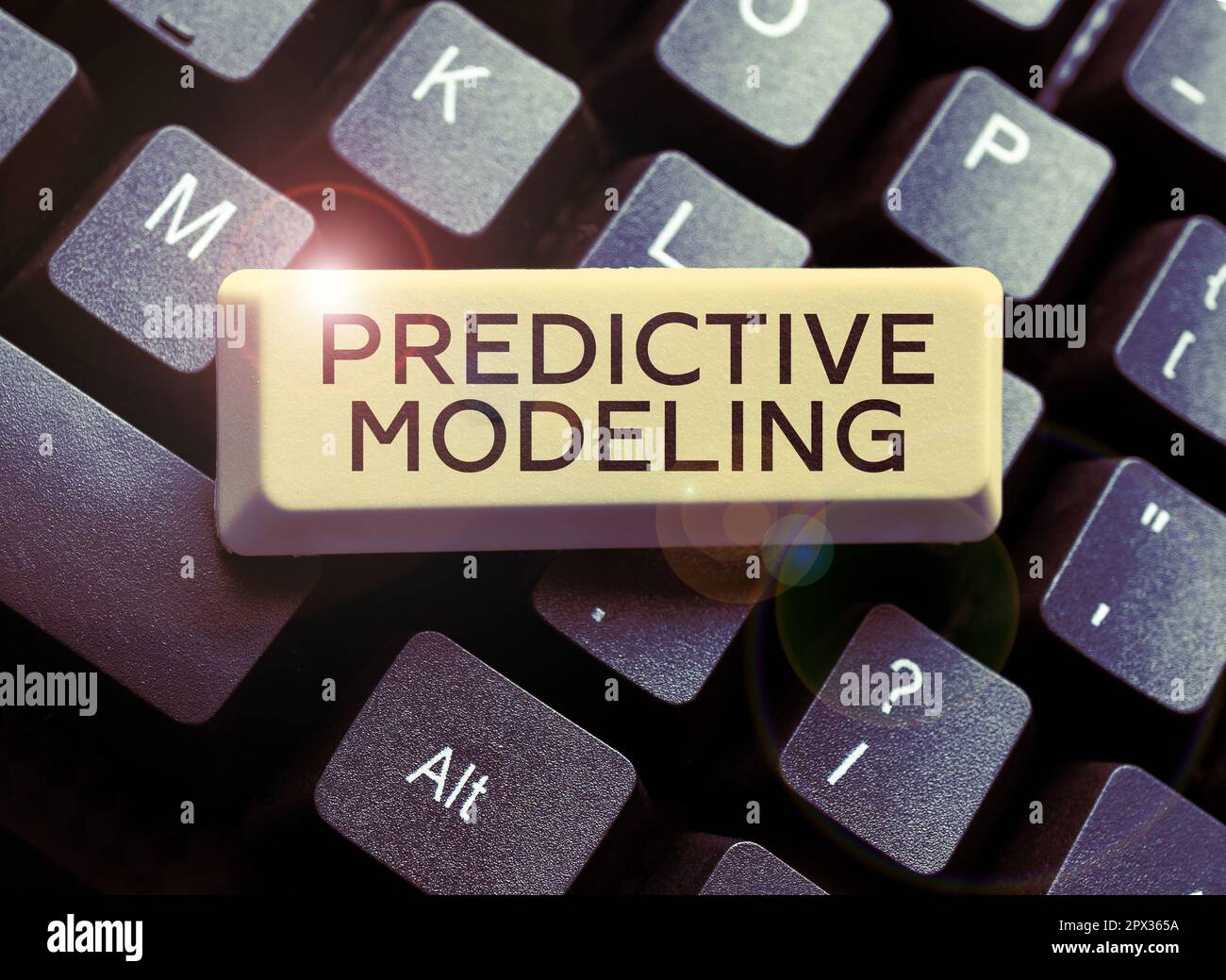 Conceptual display Predictive Modeling, Word for maintenance strategy driven by predictive analytics Stock Photo