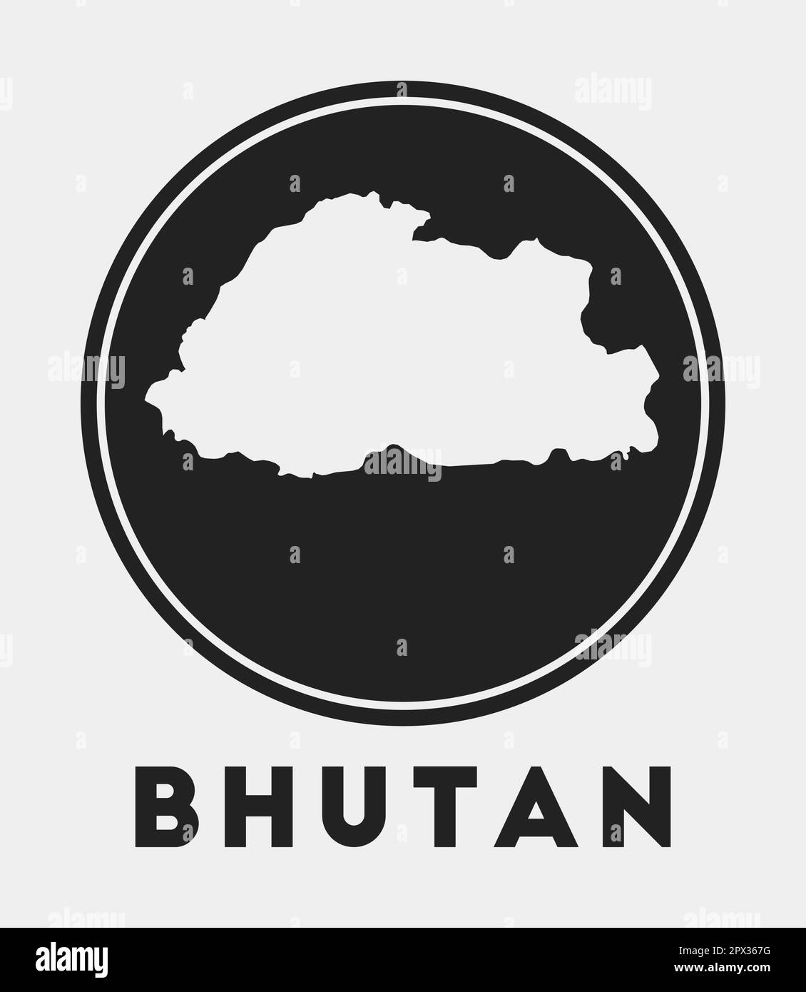 Bhutan icon. Round logo with country map and title. Stylish Bhutan badge with map. Vector illustration. Stock Vector