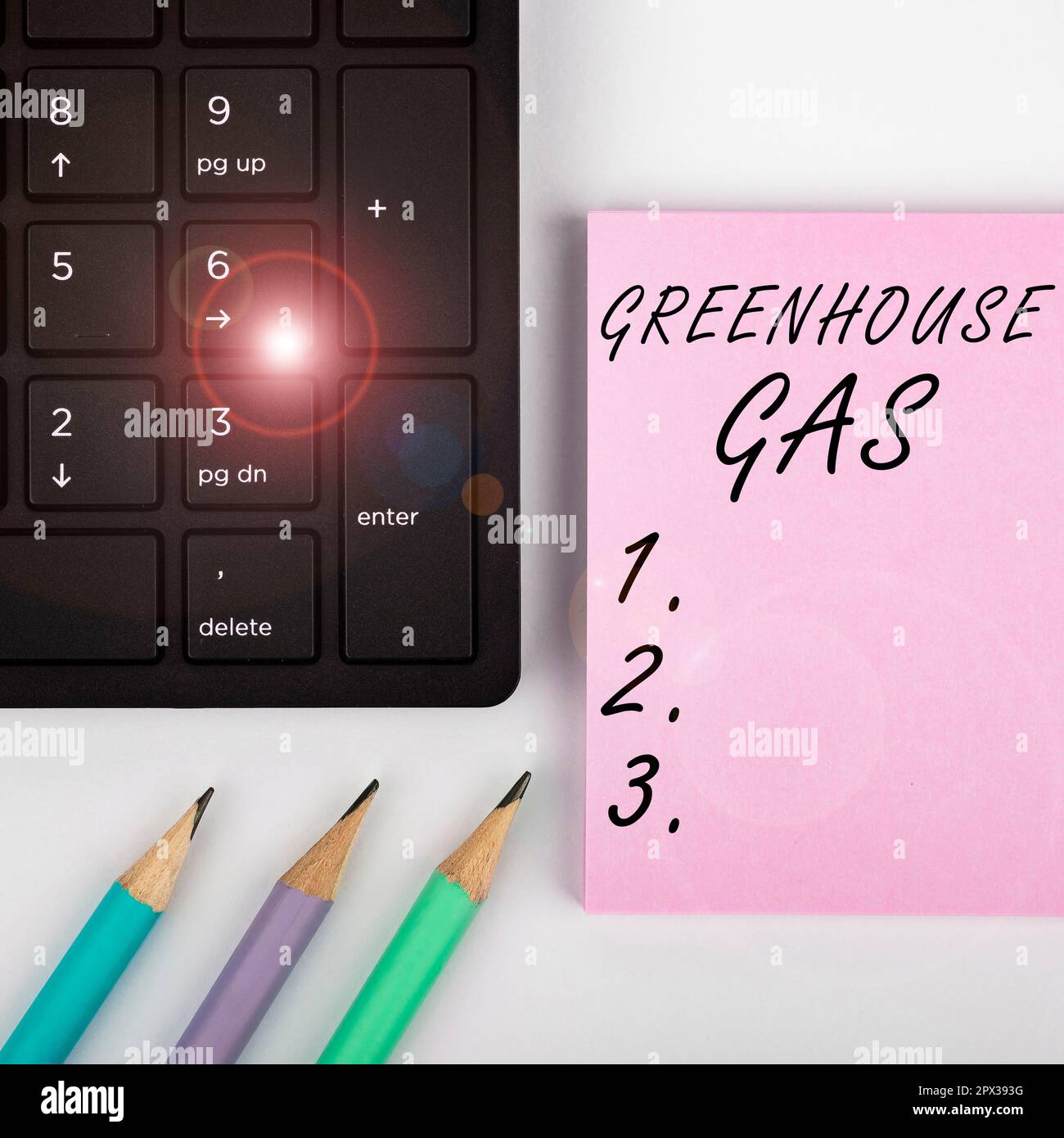 Conceptual caption Greenhouse Gas, Concept meaning carbon dioxide