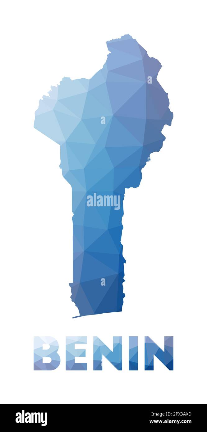 Low poly map of Benin. Geometric illustration of the country. Benin polygonal map. Technology, internet, network concept. Vector illustration. Stock Vector