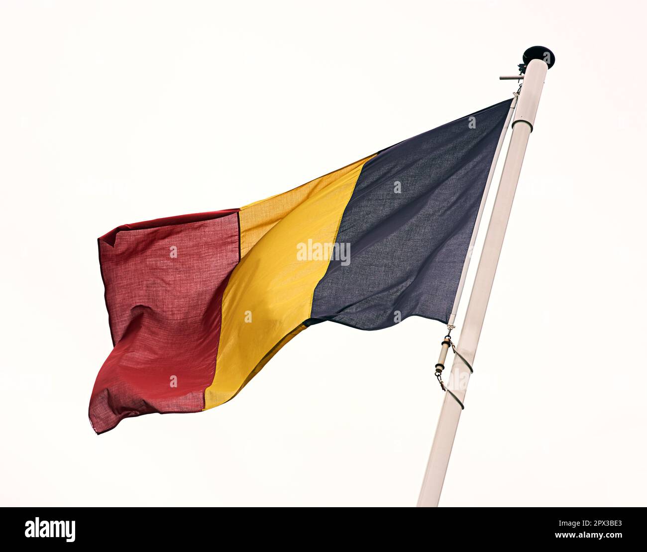 Shot of the Belgian flag blowing in the wind. Stock Photo