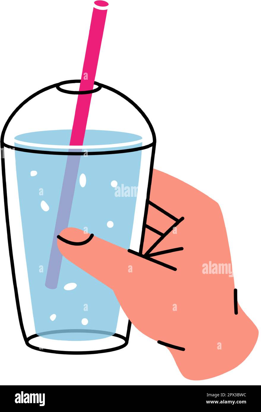 https://c8.alamy.com/comp/2PX3BWC/hand-with-disposable-plastic-cup-icon-empty-glass-or-plastic-bottle-silhouette-vector-illustration-2PX3BWC.jpg