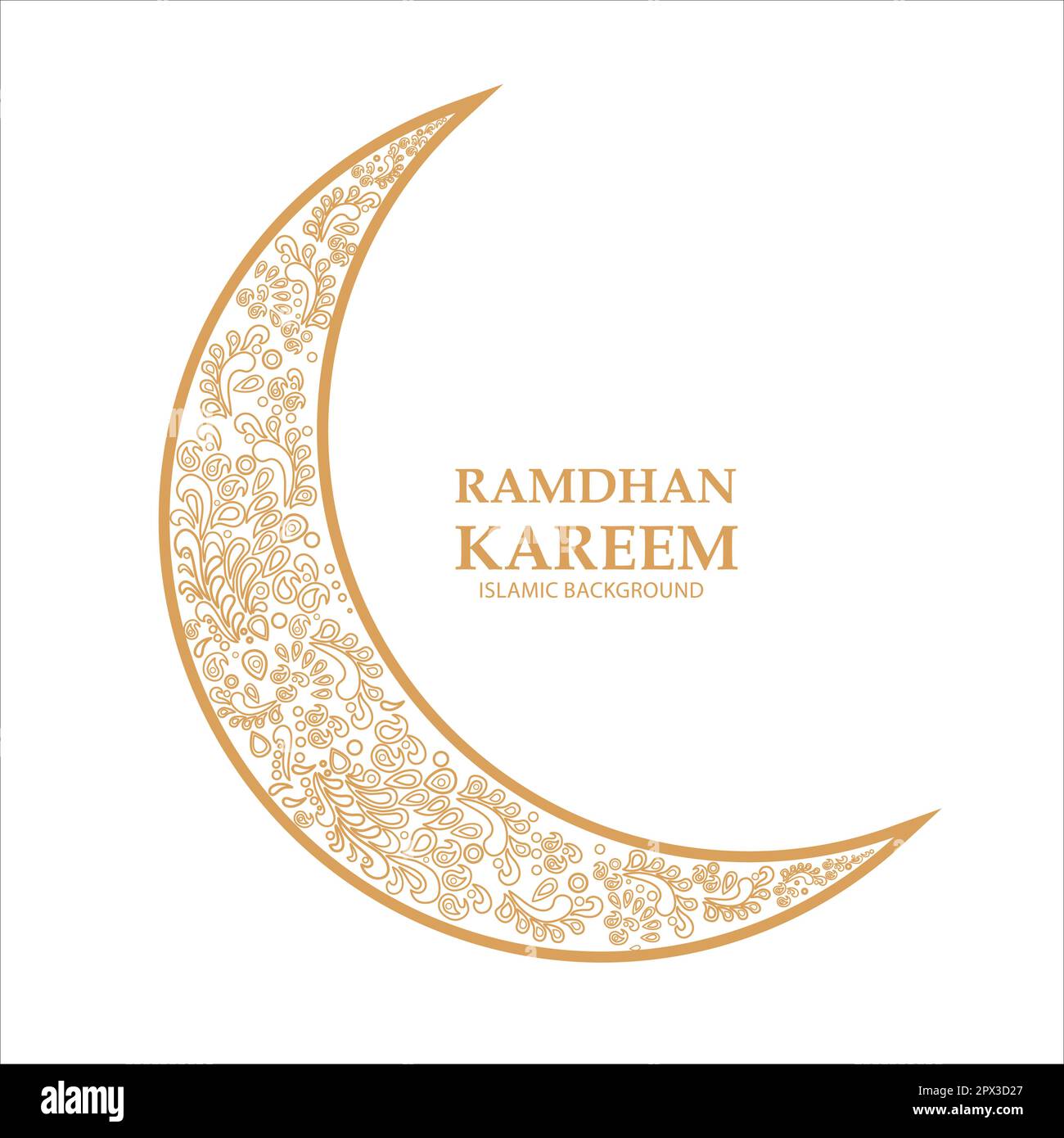 Elegant crescent moon mandalal design. Abstract style illustration for background, cover, banner. Ramadan Kareem Stock Vector