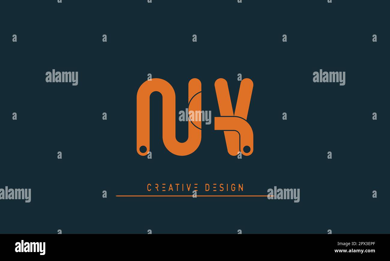 Alphabet letters Modern Creative logo NV , VN Stock Vector