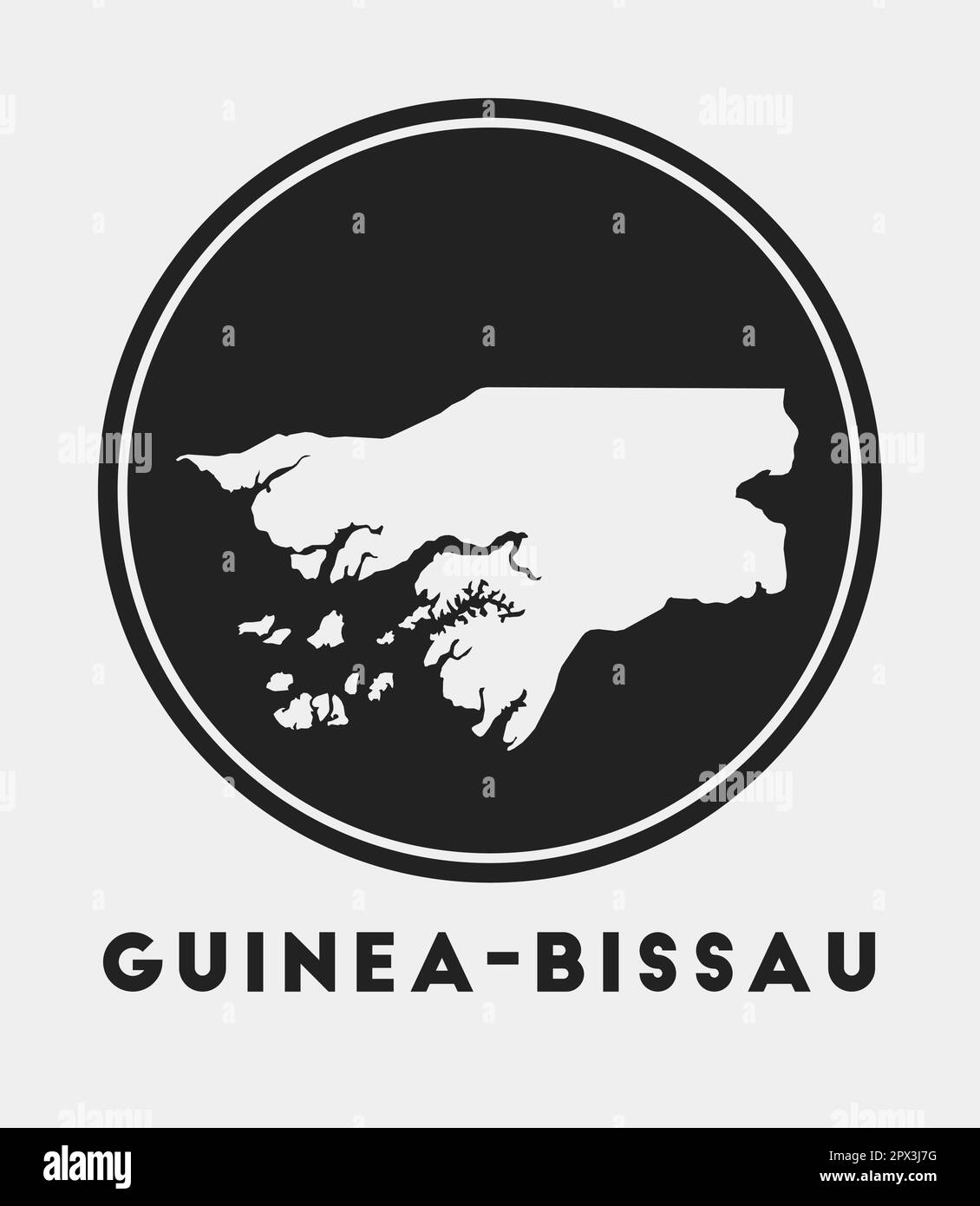 GuineaBissau icon. Round logo with country map and title. Stylish