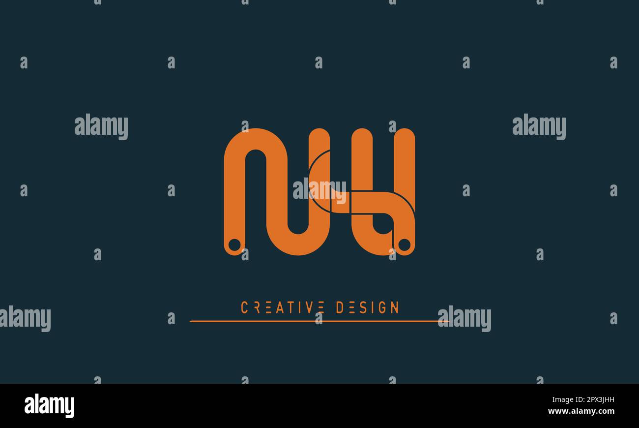 Alphabet letters Modern Creative logo NU , UN Stock Vector