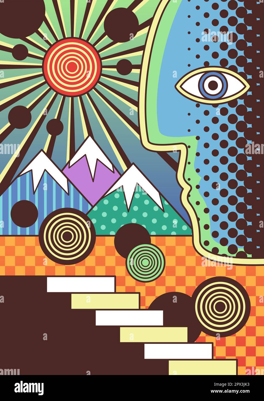 Abstract psychedelic poster Stock Vector Image \u0026 Art - Alamy, image size:916x1390