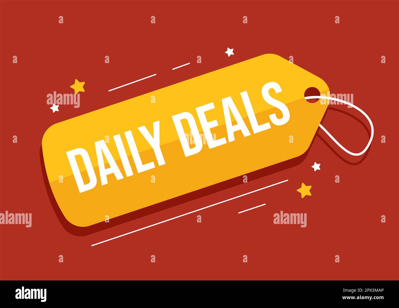 Daily Deals of The Day with Decorative Lettering Text Style for Poster or Label in Flat Cartoon