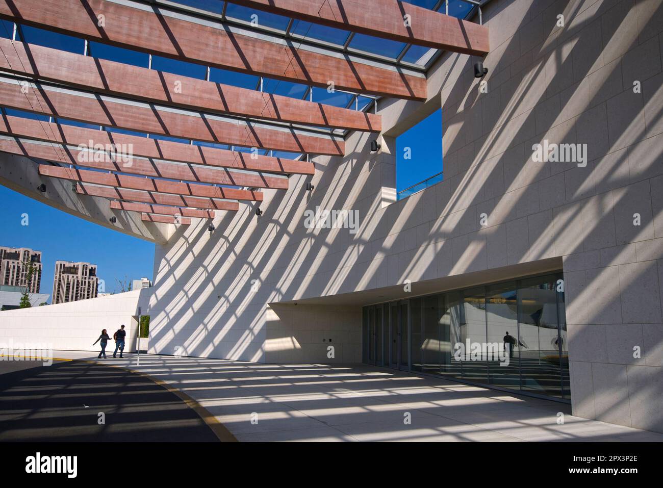 Toronto, Canada - May 23 2015: Light and shadow from the entrance of a contemporary building Stock Photo