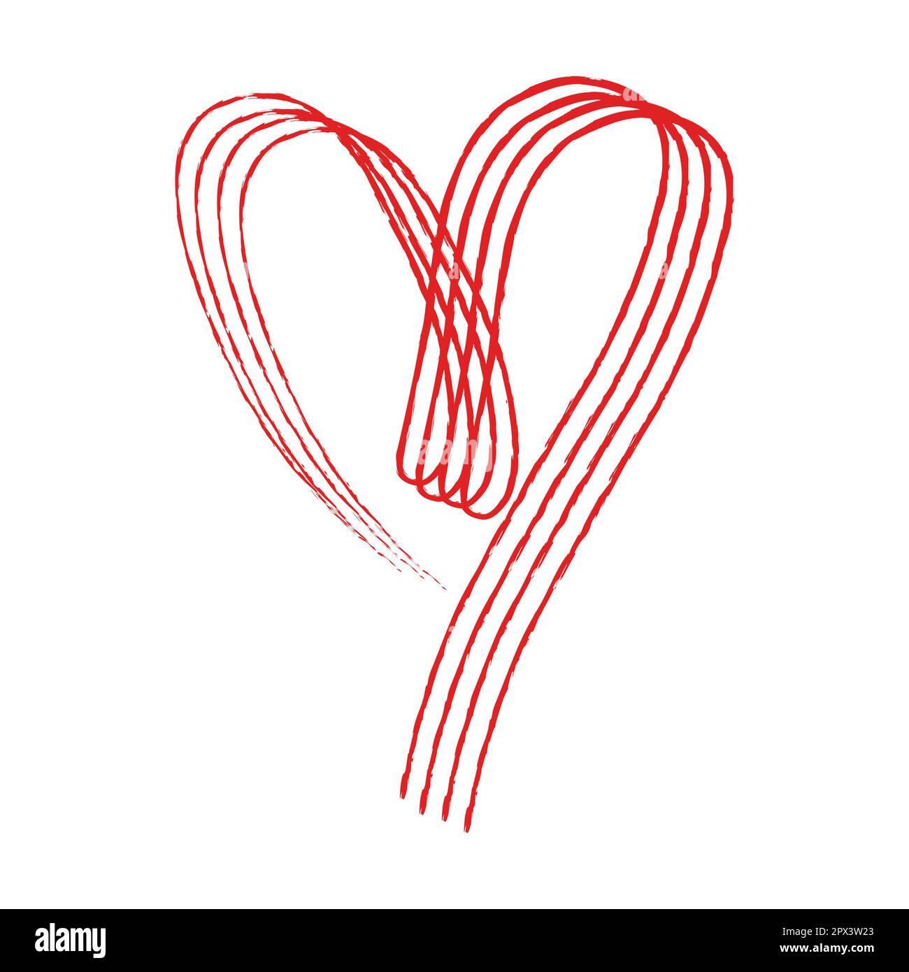 Hand sketch drawing red line heart, Love doodle isolated on white ...