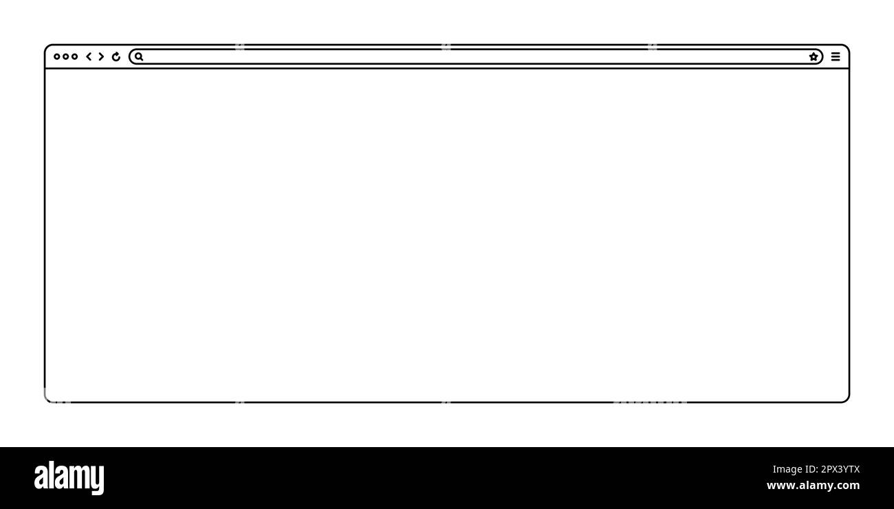 Blank web browser, page window with toolbar and search field. Modern website in flat