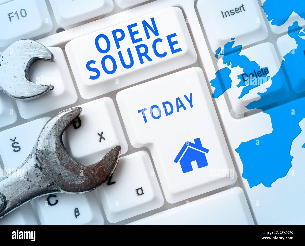 Conceptual display Open Source, Word Written on denoting software which original source code freely available Stock Photo
