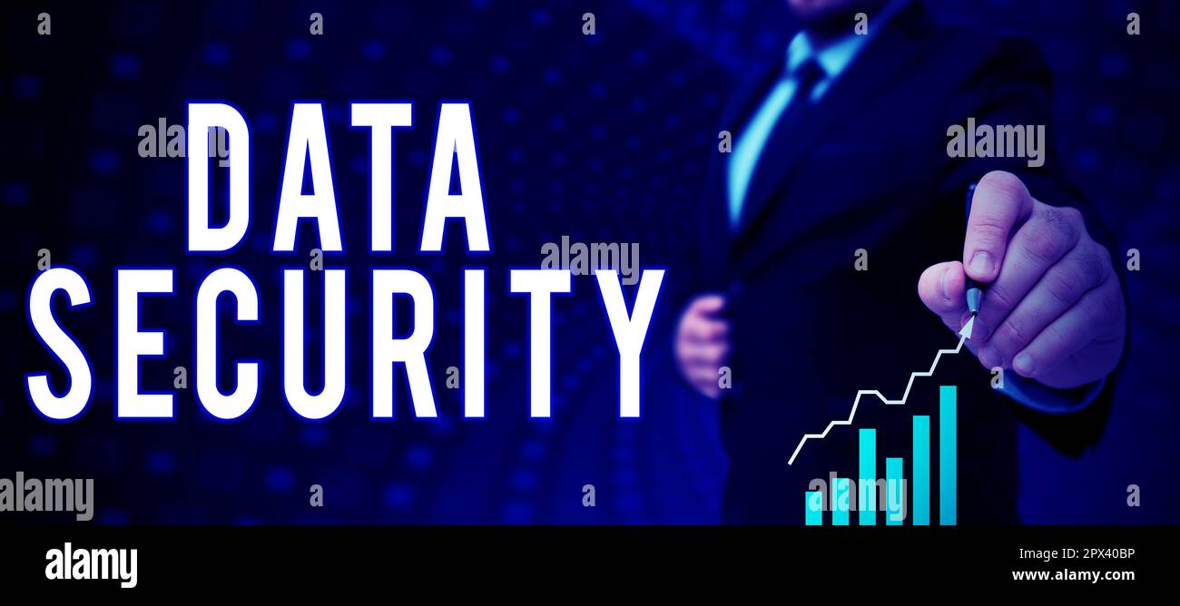 Handwriting text Data Security, Business concept Confidentiality Disk Encryption Backups Password Shielding Stock Photo
