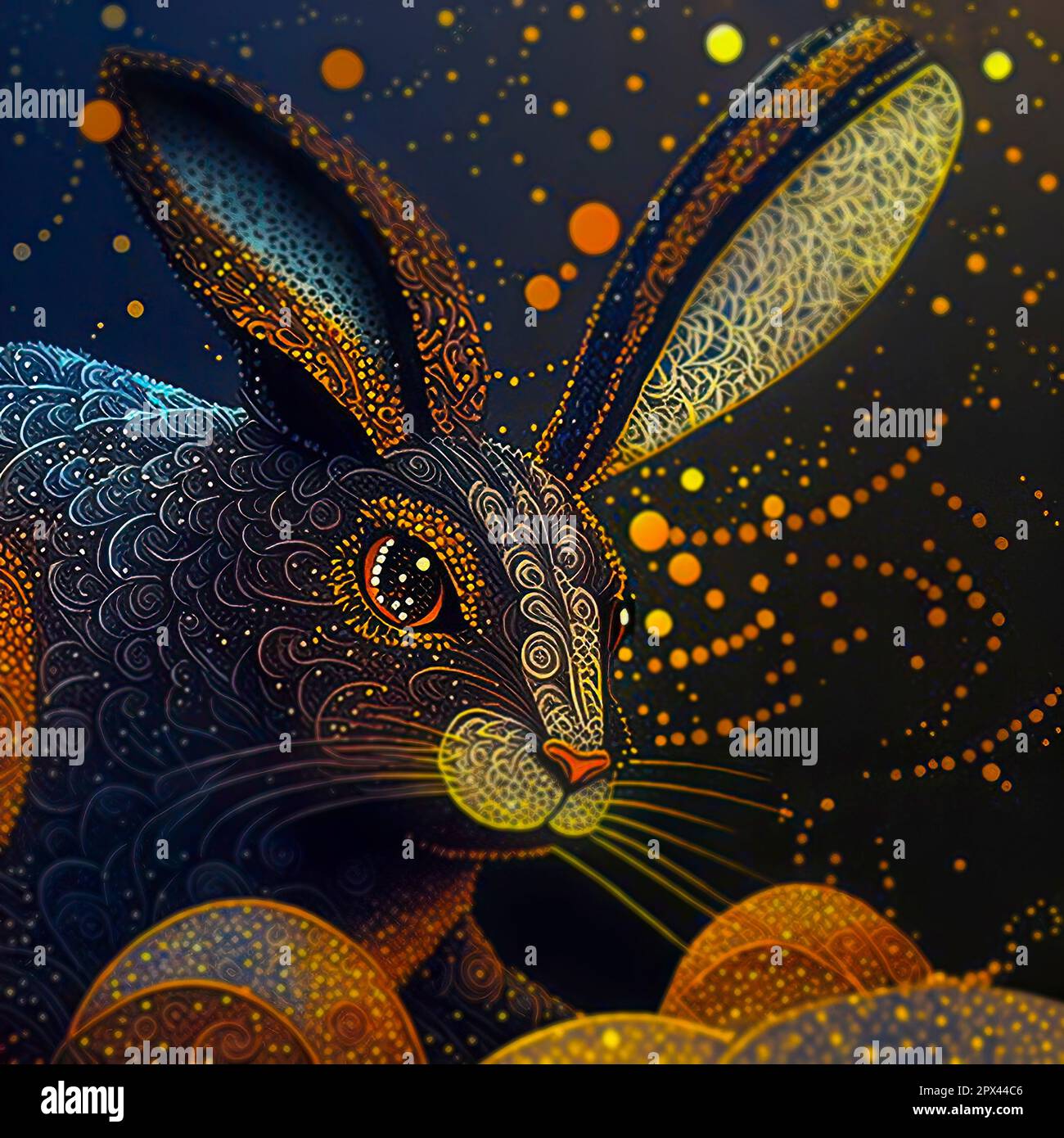 Chinese New Year Water Rabbit Background. Zodiac Symbol for Sensitivity, Intuition, Wisdom and