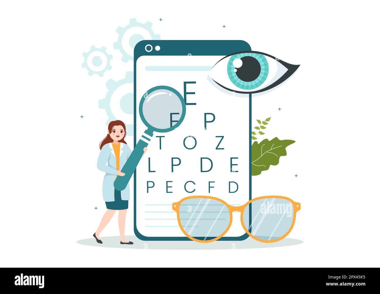 Optometrist with Ophthalmologist Checks Patient Sight, Optical Eye Test