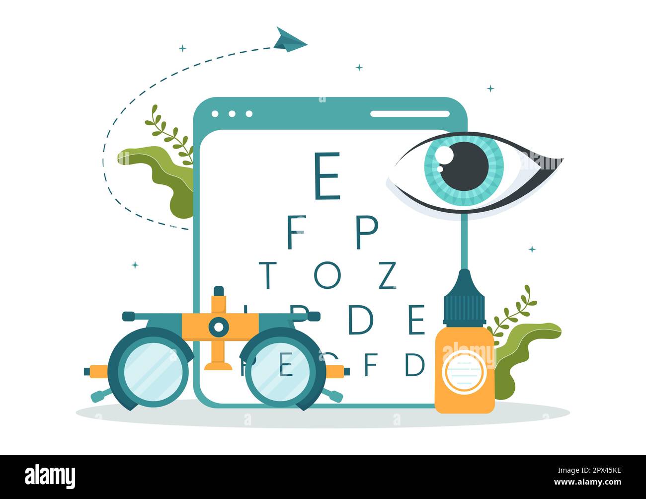 Optometrist with Ophthalmologist Checks Patient Sight, Optical Eye Test