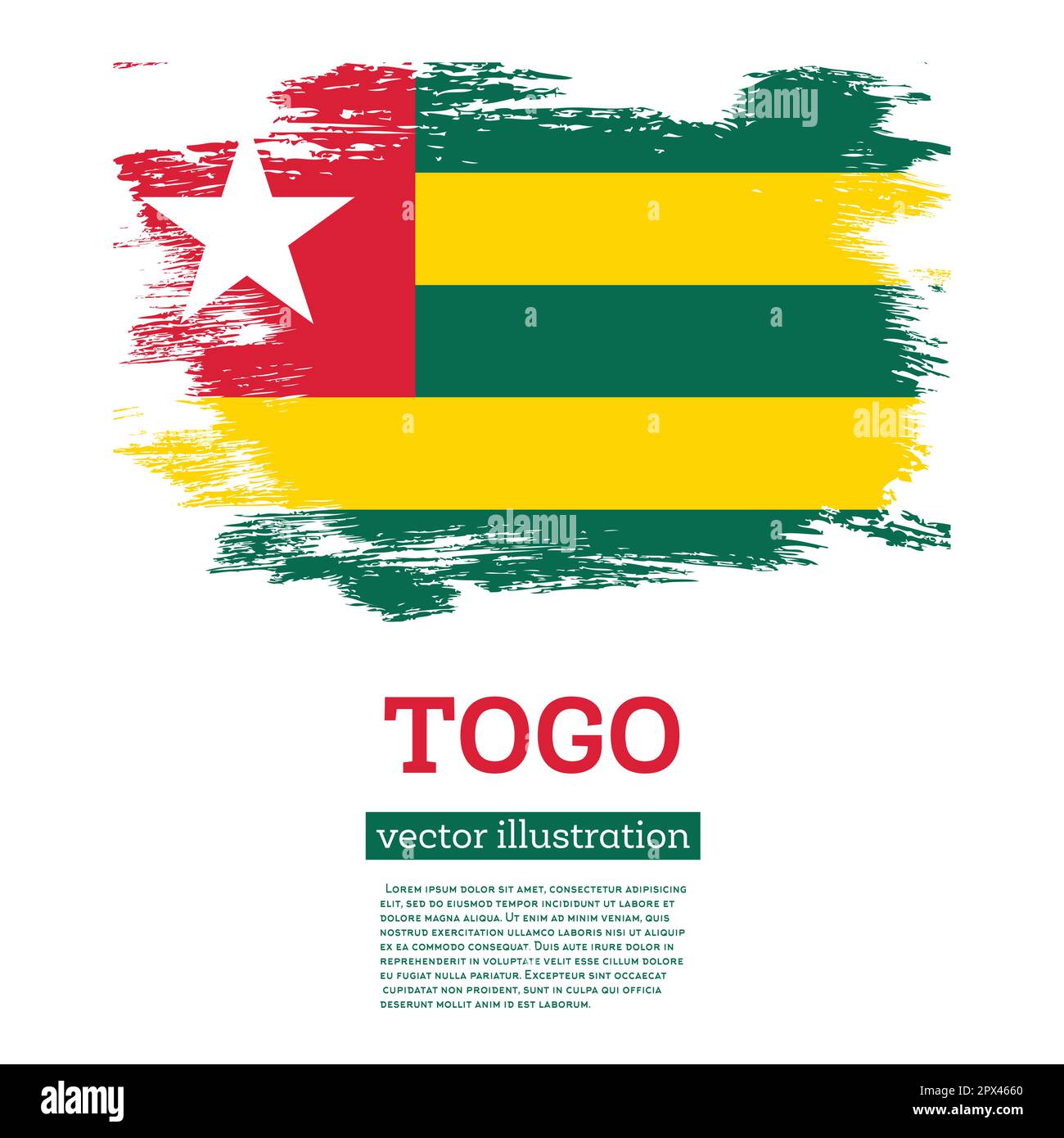 Togo Flag with Brush Strokes. Vector Illustration. Independence Day. Stock Vector