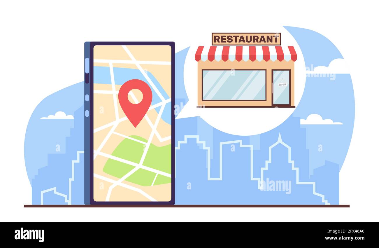 Phone navigation app to find good restaurant. Gprs application