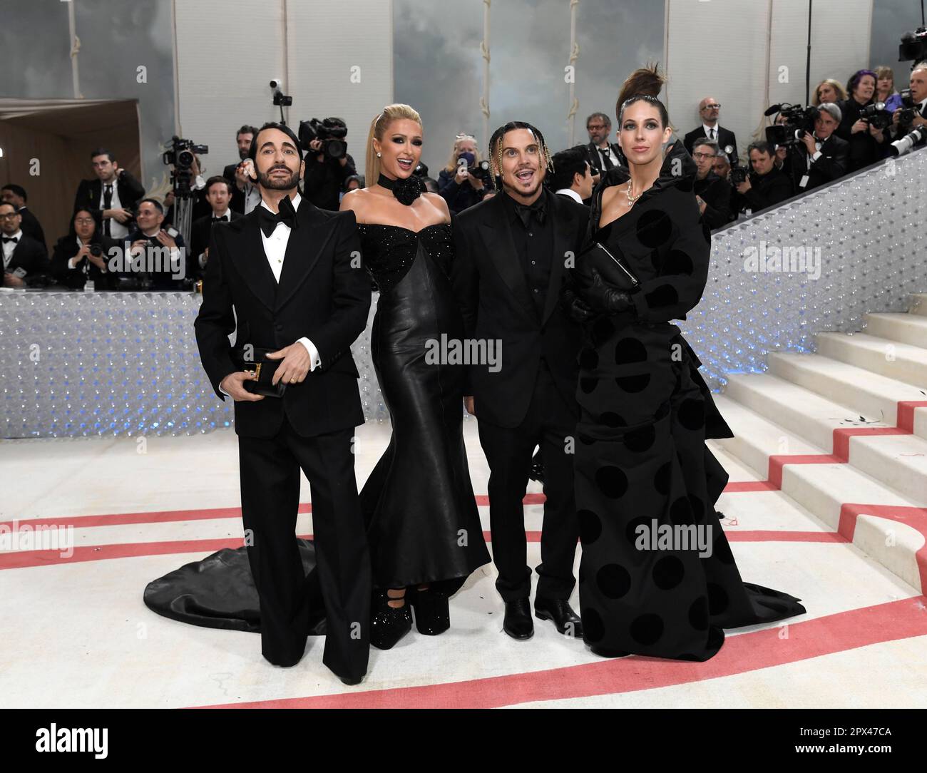 Marc Jacobs, from left, Paris Hilton, Char Defrancesco, and Colby