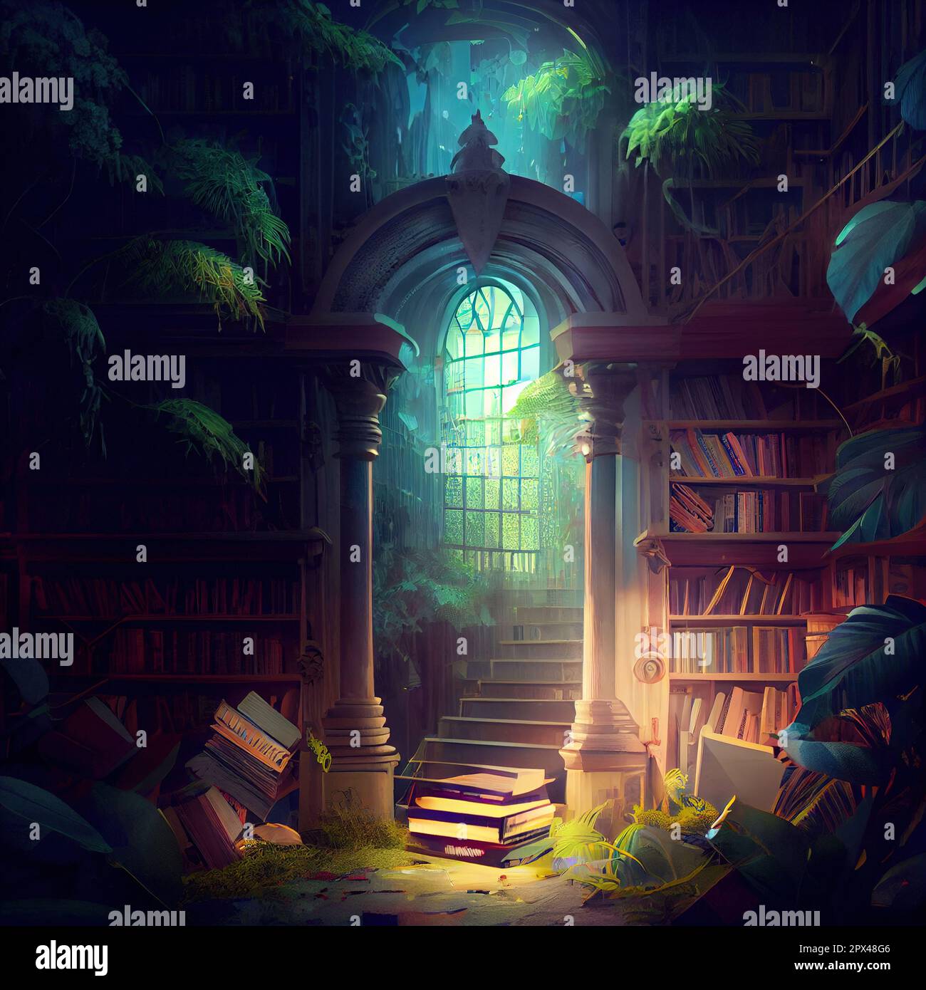 Infinite library  Fantasy art landscapes Magical library fantasy art  Magical library
