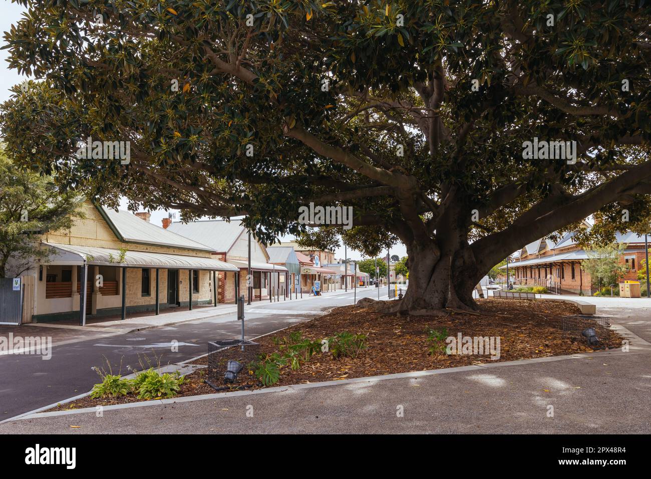 VICTOR HARBOR, AUSTRALIA - April 14 2023: The iconic architecture of Victor Harbor town centre on a sunny autumn morning in South Australia, Australia Stock Photo