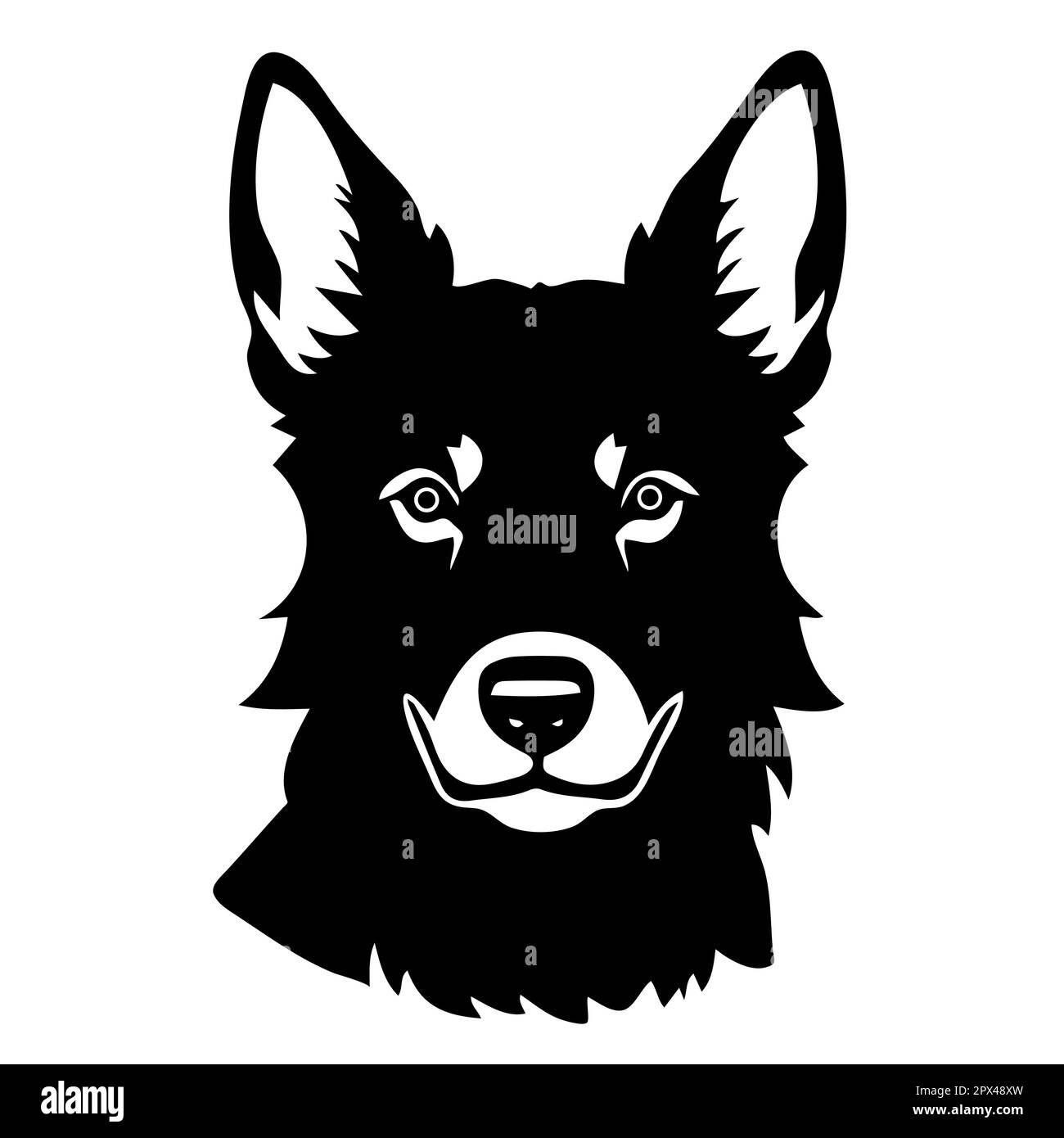 German shepherd dog head isolated on a white background. Vector ...