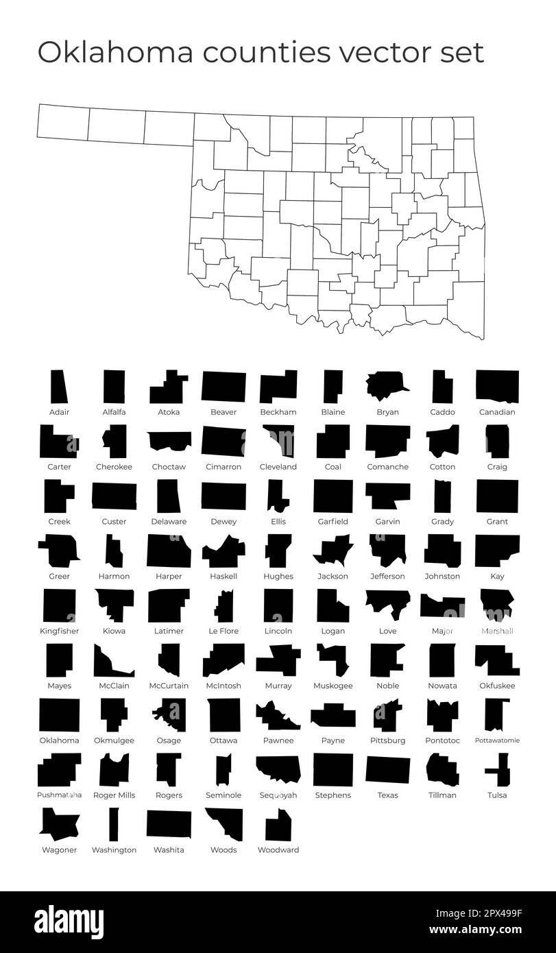 Oklahoma outline map Black and White Stock Photos &amp; Images - Alamy