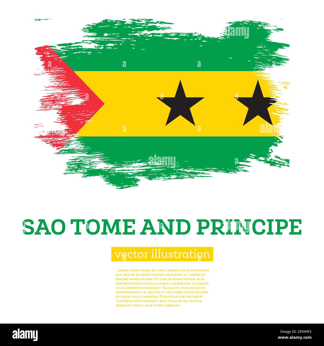 Sao Tome And Principe Flag With Brush Strokes. Vector Illustration ...