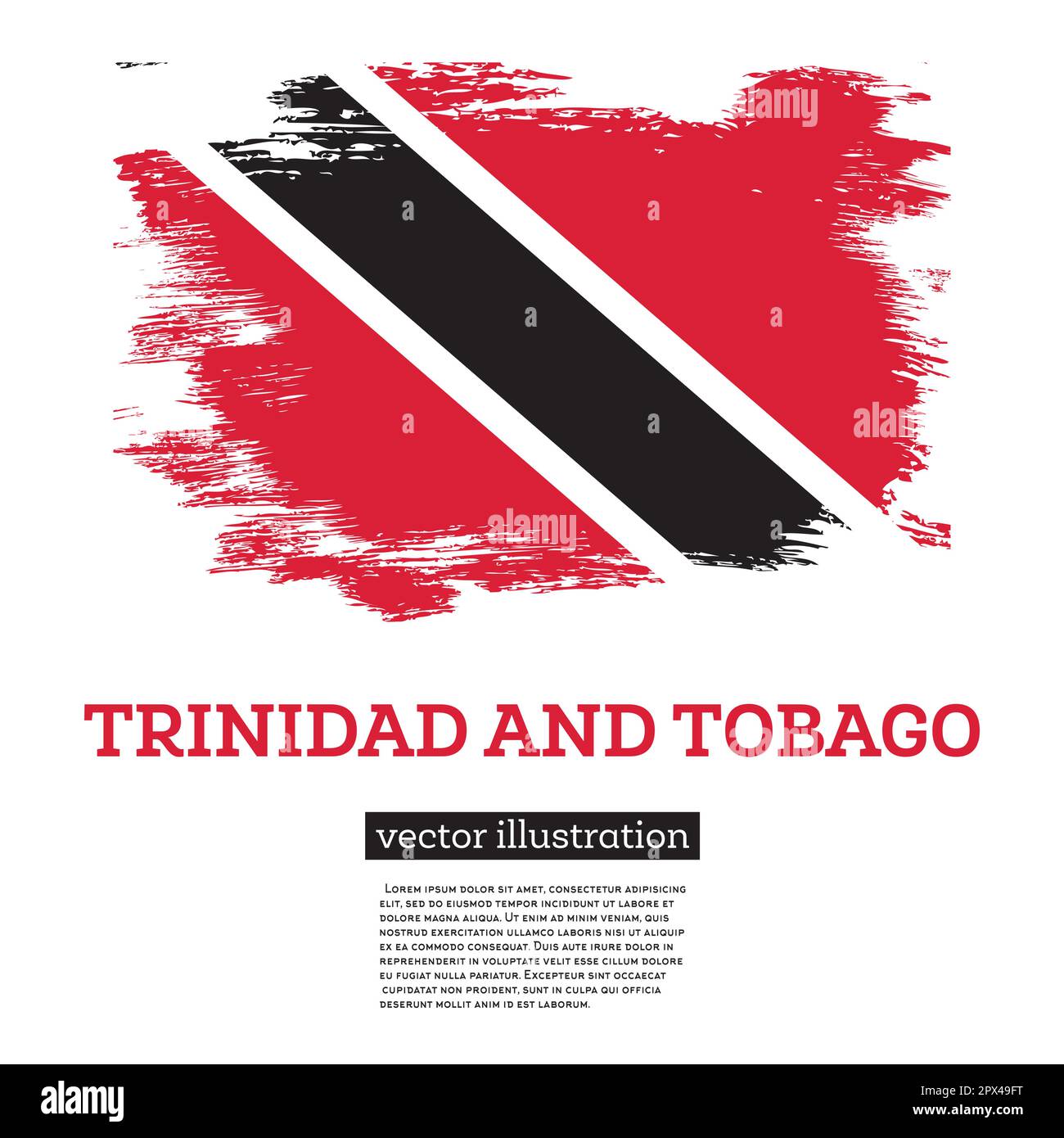 Trinidad and Tobago Flag with Brush Strokes. Vector Illustration