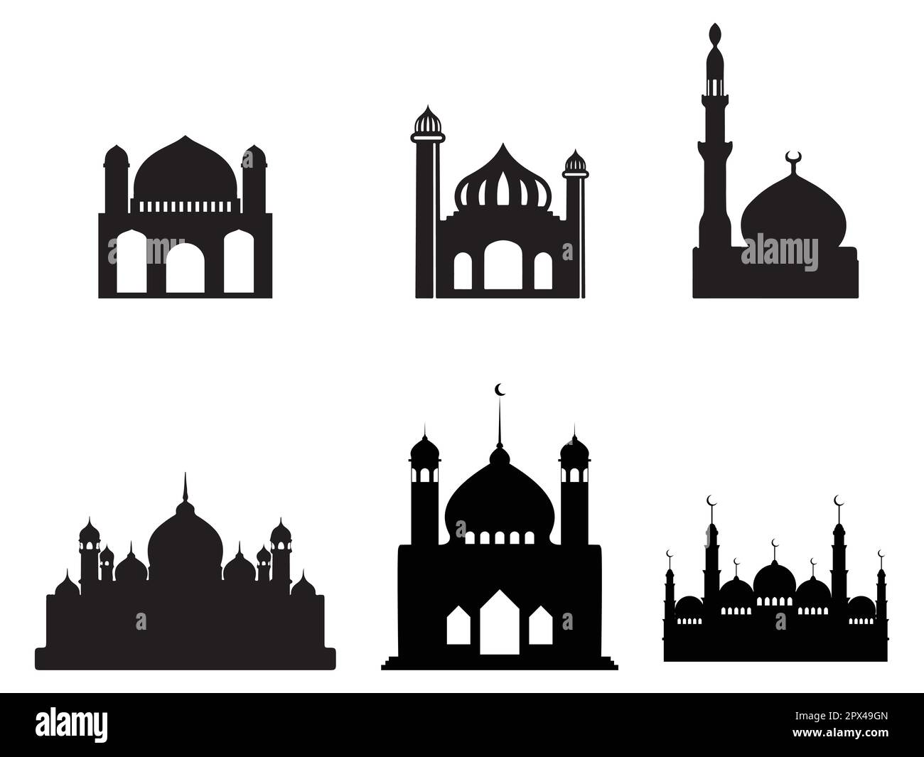 mosque silhouette set vector Ramadhan kareem Stock Vector