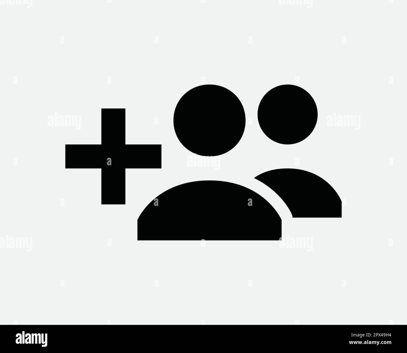 Add User Group Business Partnership Person Man Team Member Black and White Icon Sign Symbol Vector Artwork Clipart Illustration Stock Vector