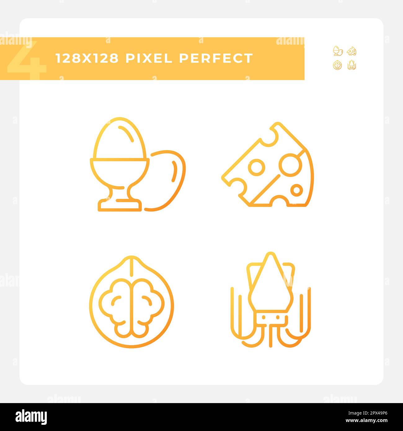 Healthy food pixel perfect gradient linear vector icons set Stock Vector