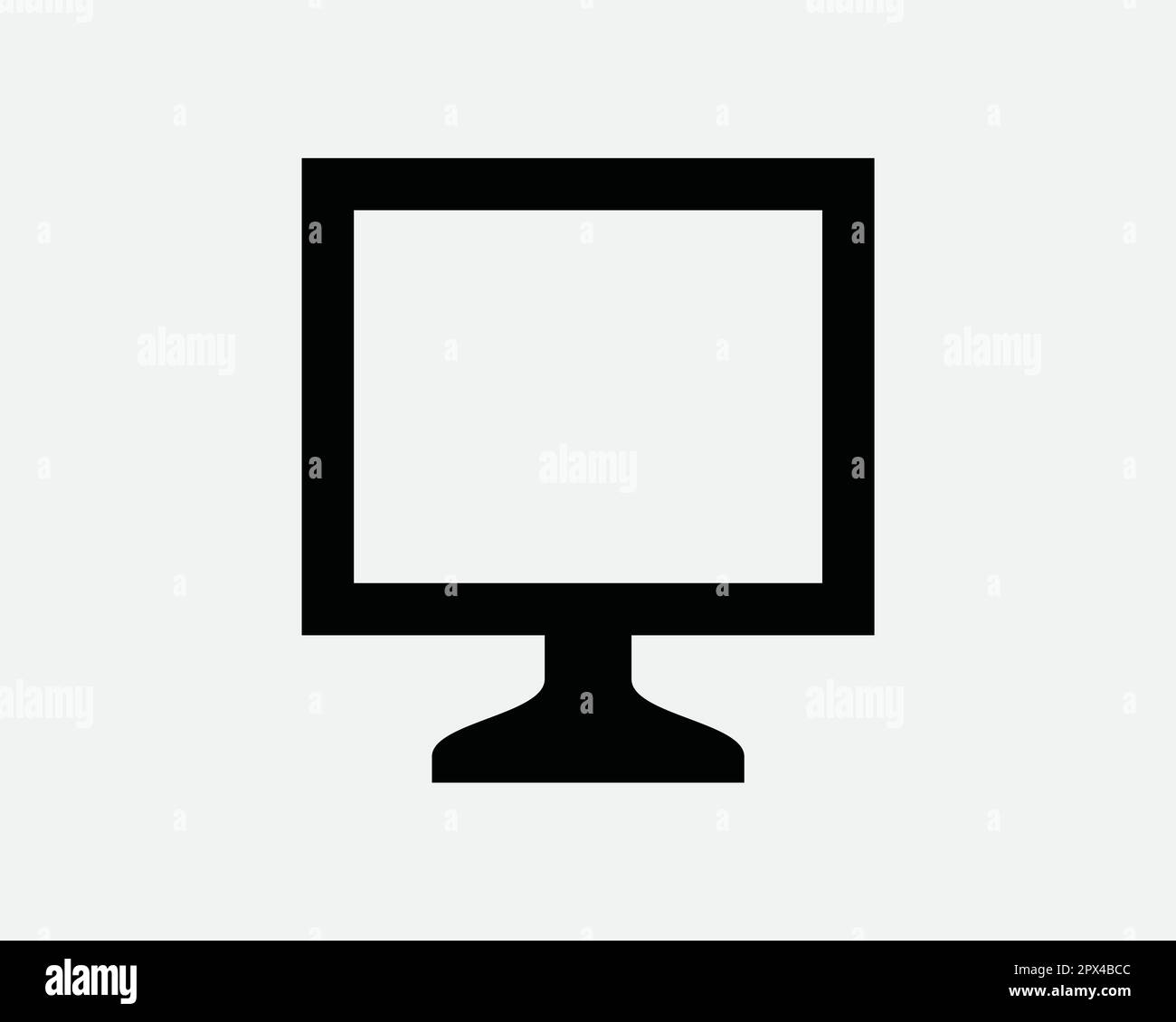 Computer Monitor Screen Icon. PC Desktop Digital Display TV Television LCD LED Square Frame Sign Symbol Artwork Graphic Illustration Clipart Vector Stock Vector