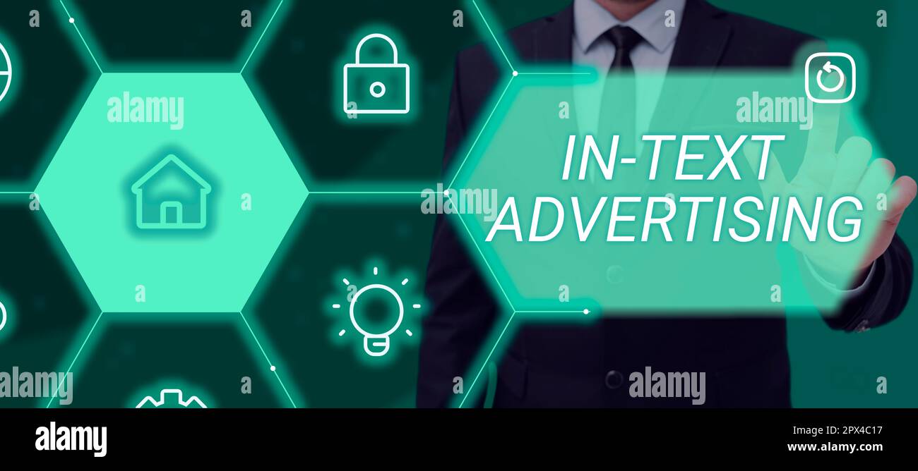 Conceptual display In Text Advertising, Word for advertisement on the ...