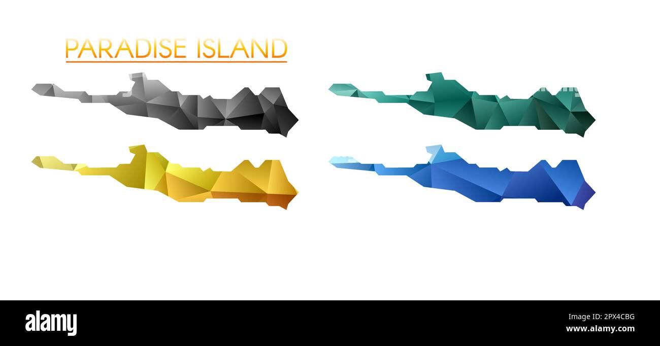 Set of vector polygonal maps of - Set Of Vector Polygonal Maps Of Paradise Island Bright Gradient Border Map In Low Poly Style Multicolored Paradise Island Map In Geometric Style For 2PX4CBG 