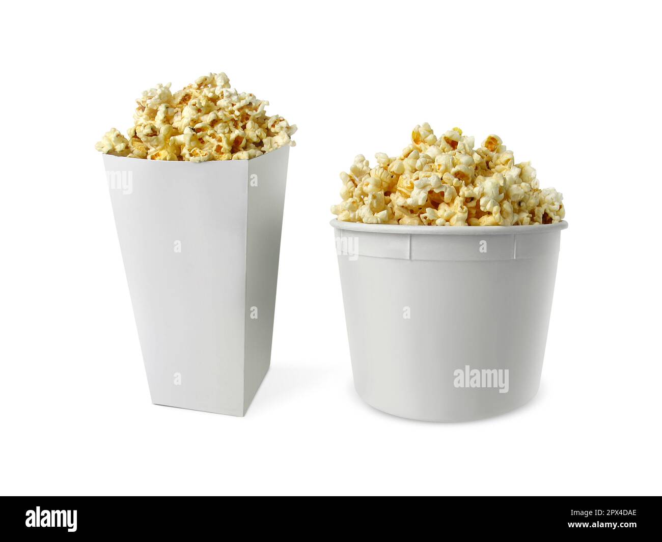 Popcorn in box isolated on white background Stock Photo - Alamy