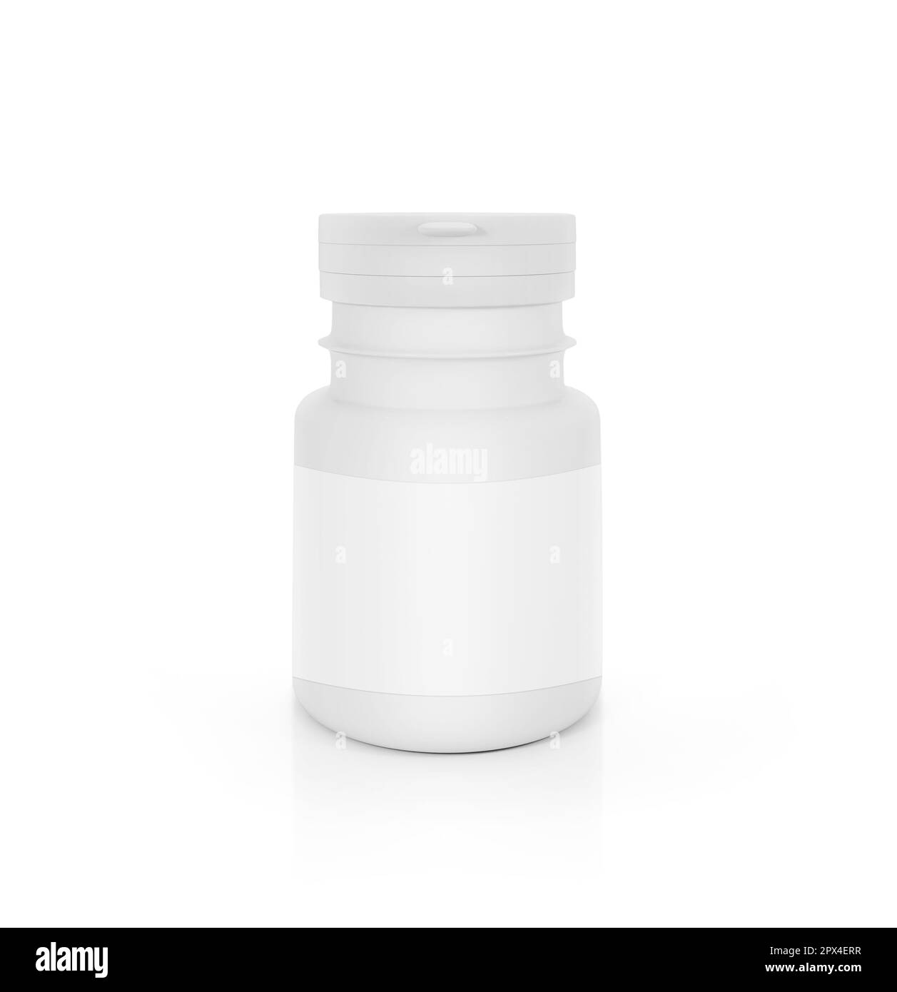 mockup of pills bottle with blank label isolated on white background