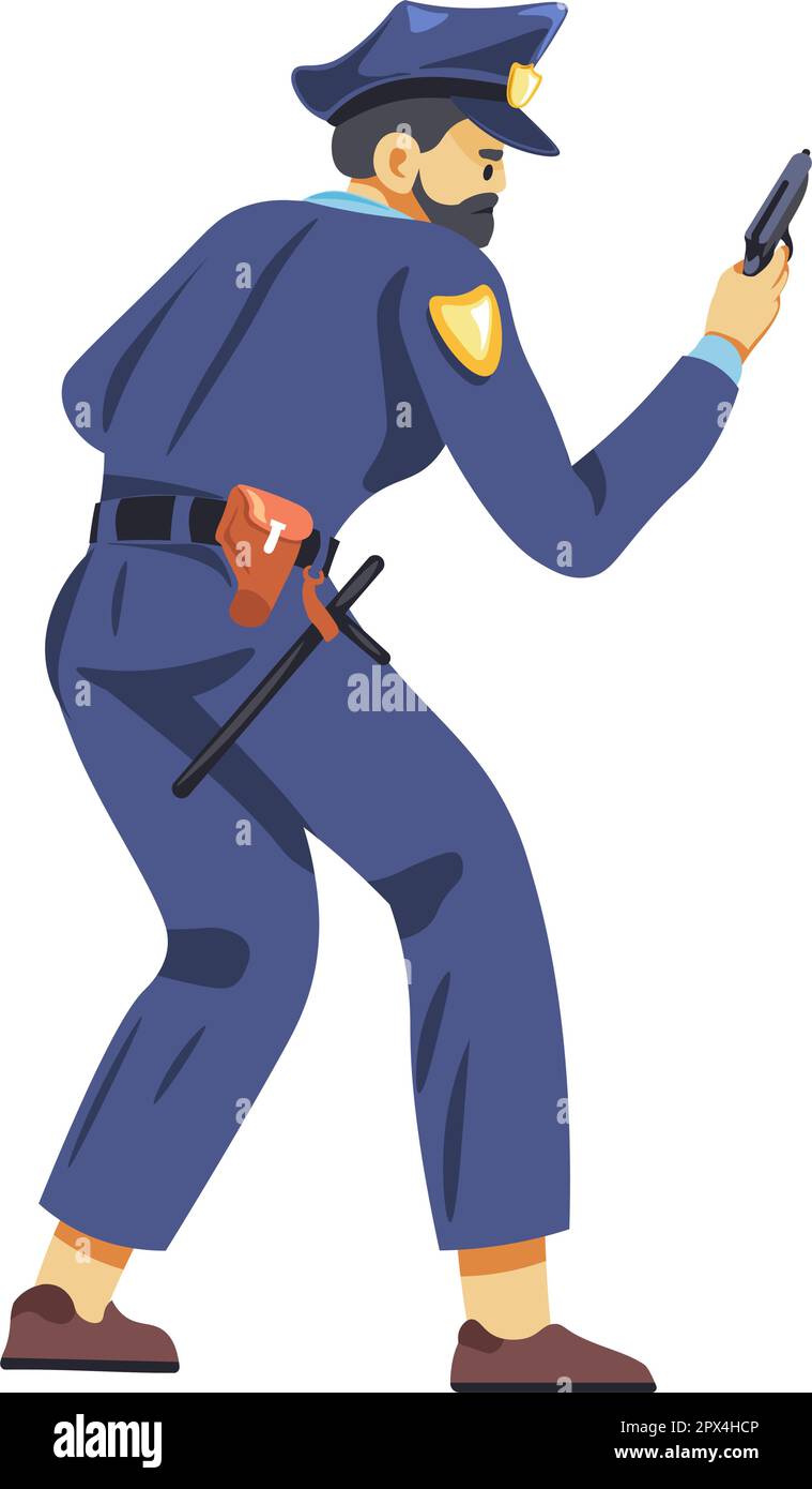 Armed officer, policeman with gun on operations Stock Vector